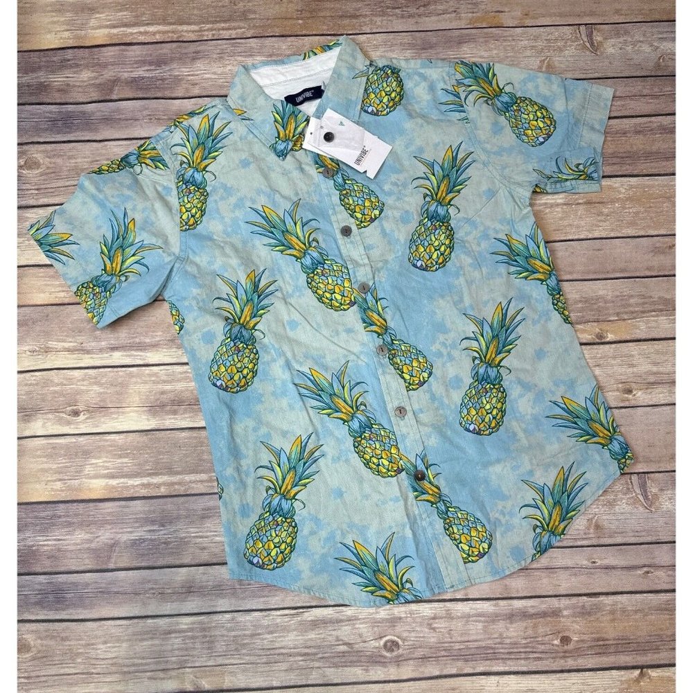 UNIVIBE Big Boys Pineapple Blend Print Woven Shirt Size L